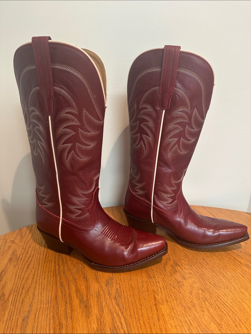 Tecovas—The Annie Wide-Calf Women’s Burgundy Leather Western Cowboy Boots - - Picture 3 of 7